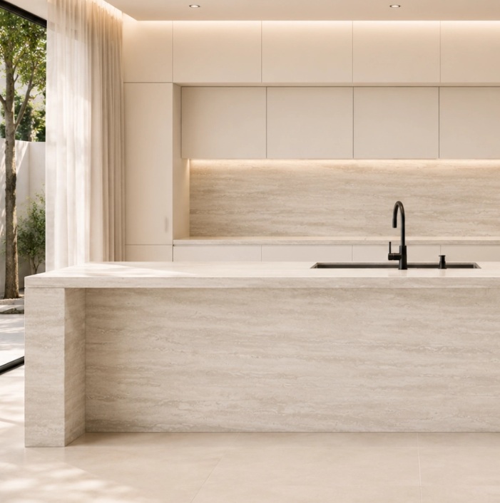 NE Slab BEIGE TRAVERTINE 施工事例 1